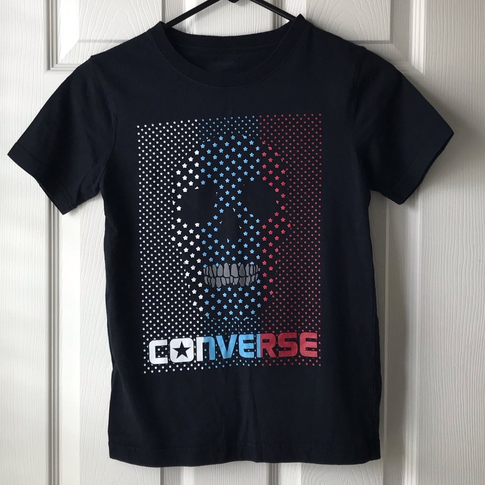 Converse, Red, White, And Blue Skull Tee Shirt